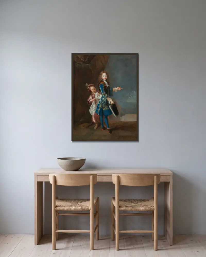 Porträtt av Louis Alexandre de Bourbon, greve av Toulouse av Jean-François de Troy inramad på en vägg