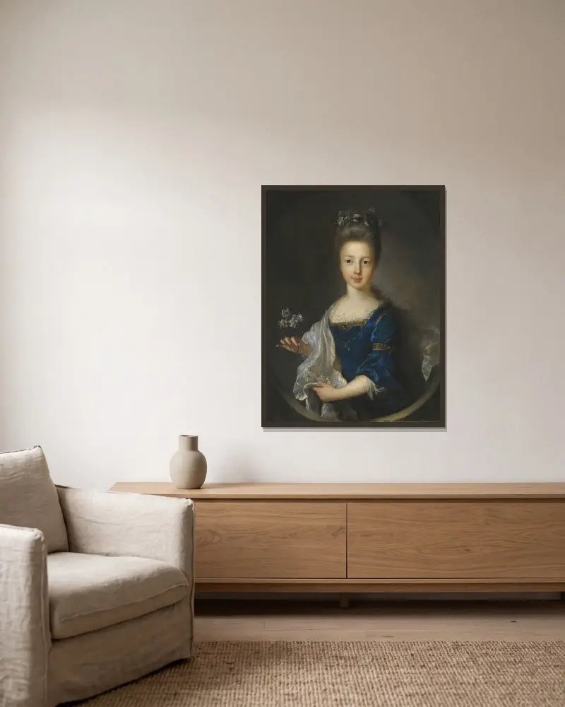 Porträtt av prinsessan Luisa Maria Theresa Stuart (1692–1712) av Jean-François de Troy inramad på en vägg
