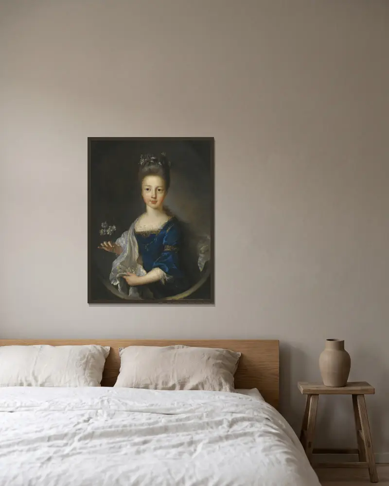Porträtt av prinsessan Luisa Maria Theresa Stuart (1692–1712) av Jean-François de Troy inramad på en vägg