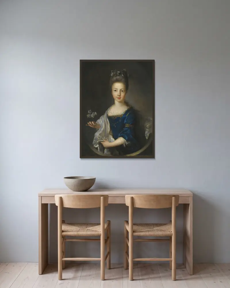 Porträtt av prinsessan Luisa Maria Theresa Stuart (1692–1712) av Jean-François de Troy inramad på en vägg