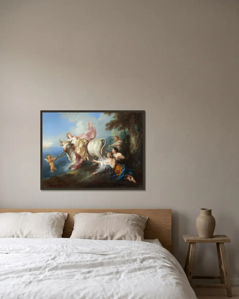The Abduction of Europa av Jean-François de Troy inramad på en vägg