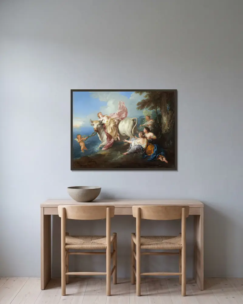 The Abduction of Europa av Jean-François de Troy inramad på en vägg