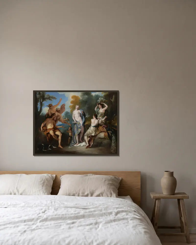 Paris dom av Jean-François de Troy inramad på en vägg