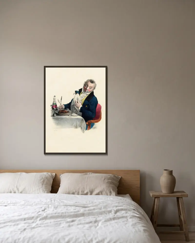 Délicieux aspect av Charles-Joseph Traviès de Villers inramad på en vägg