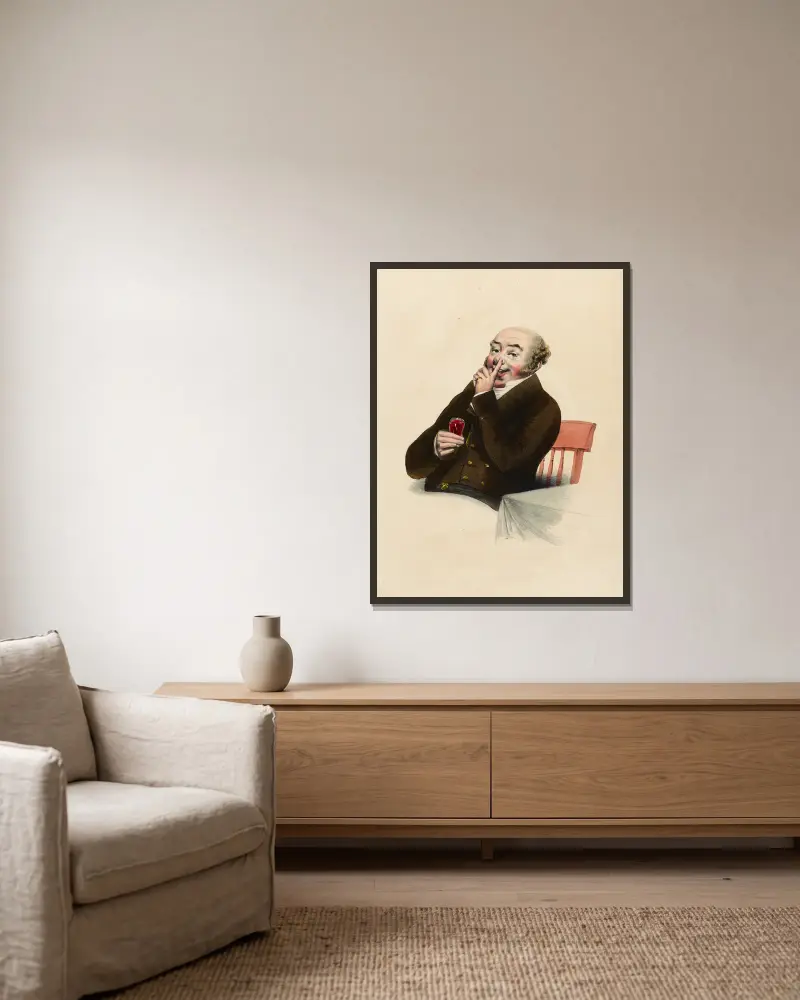 La pensée joyeuse av Charles-Joseph Traviès de Villers inramad på en vägg