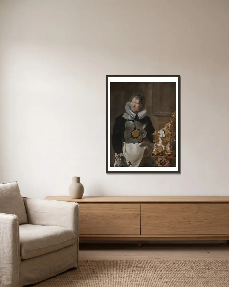 Abraham Grapheus av Cornelis de Vos inramad på en vägg