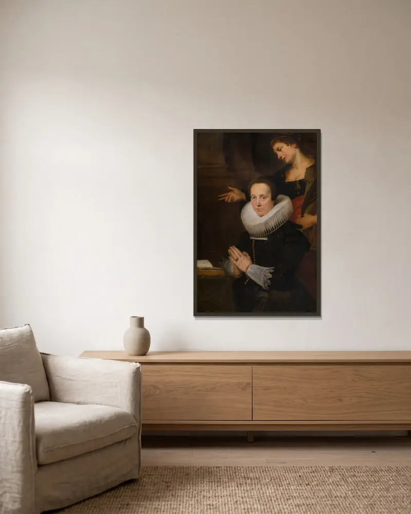 Barbara Kegeleers och Sankta Barbara av Cornelis de Vos inramad på en vägg