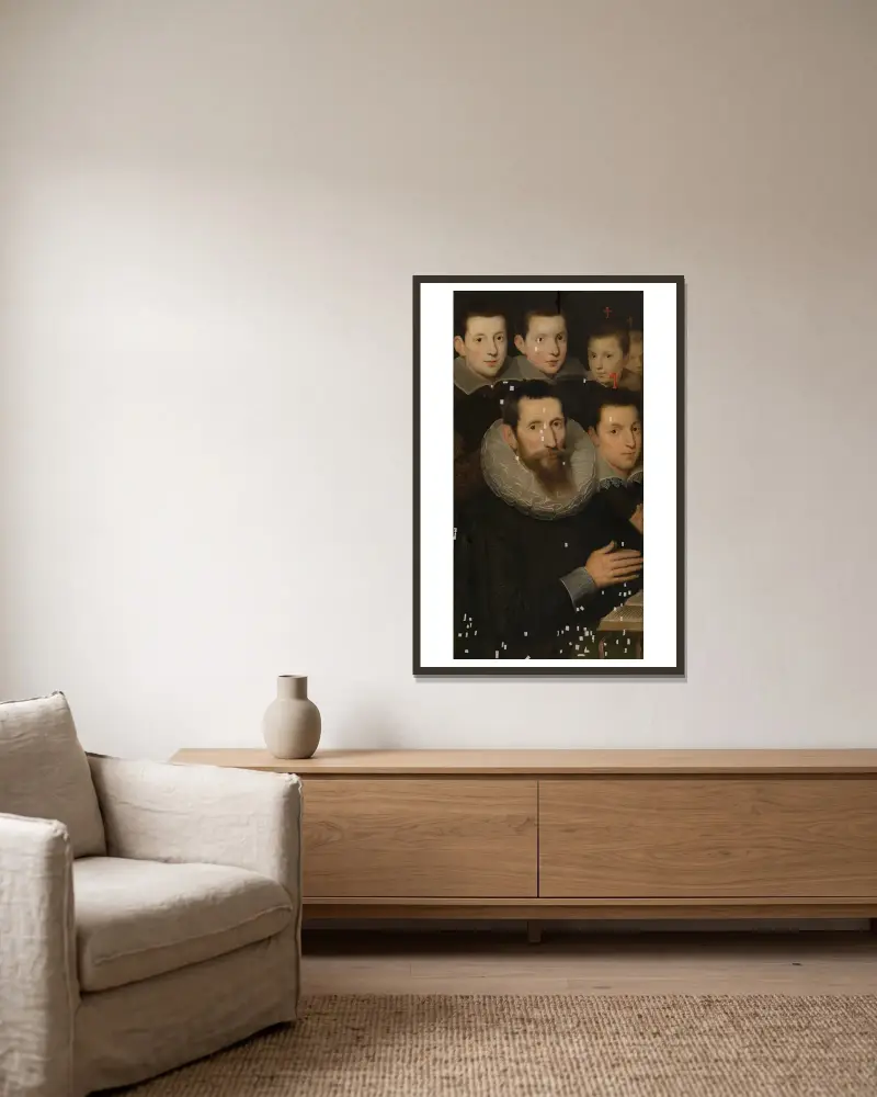 Donor with Five Sons av Cornelis de Vos inramad på en vägg