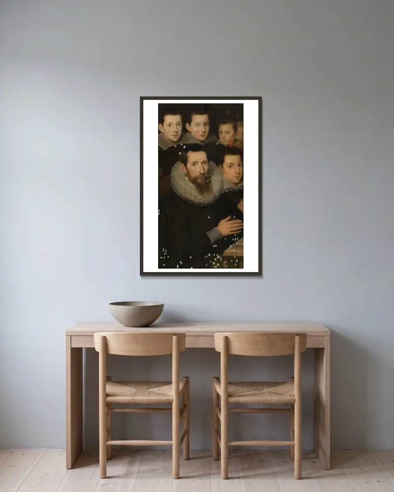 Donor with Five Sons av Cornelis de Vos inramad på en vägg