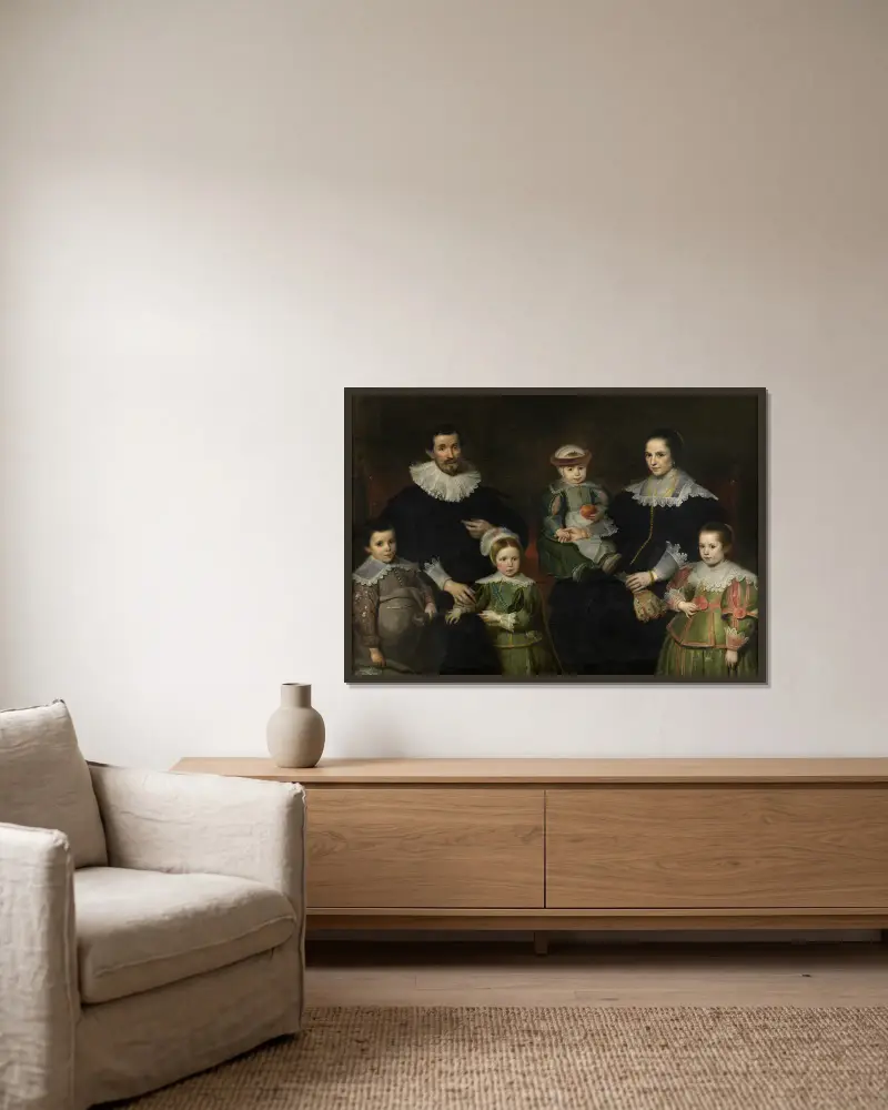 Family portrait av Cornelis de Vos inramad på en vägg