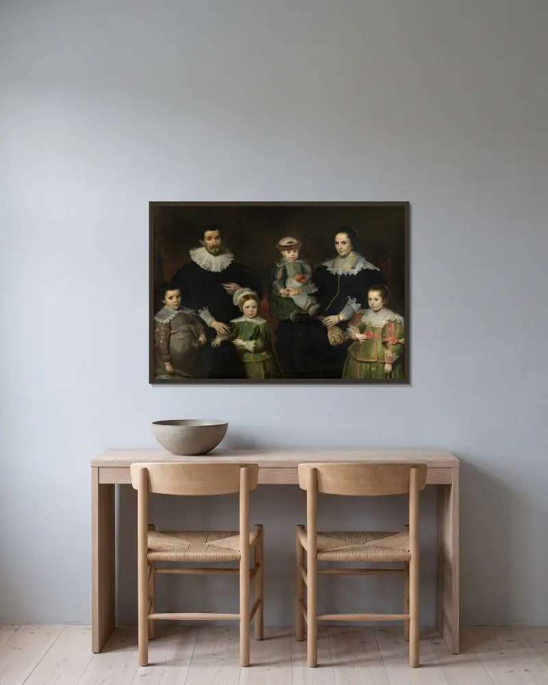 Family portrait av Cornelis de Vos inramad på en vägg