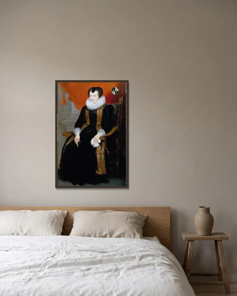 Old Lady av Cornelis de Vos inramad på en vägg