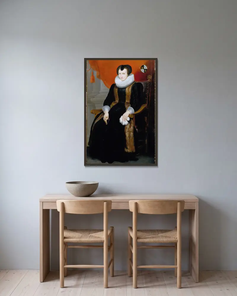 Old Lady av Cornelis de Vos inramad på en vägg