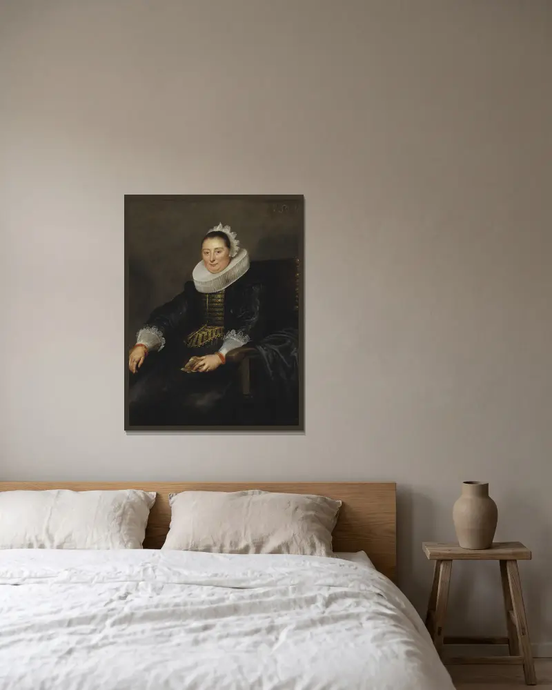 Portrait of a Lady – nr 2 av Cornelis de Vos inramad på en vägg