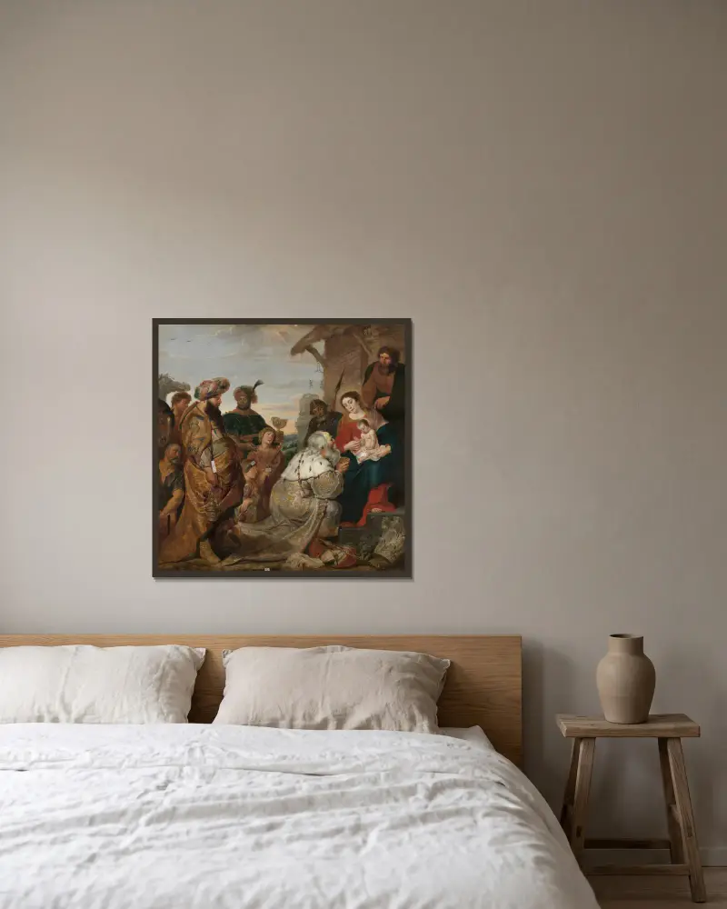 The Adoration of the Magi von Cornelis de Vos gerahmt an einer Wand