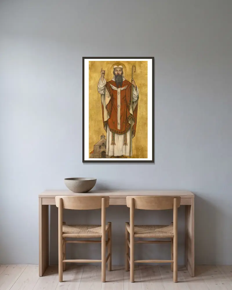 Saint Boniface of Mainz av Albrecht De Vriendt inramad på en vägg