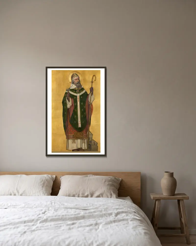 Sankt Eligius, biskop av Noyon av Albrecht De Vriendt inramad på en vägg