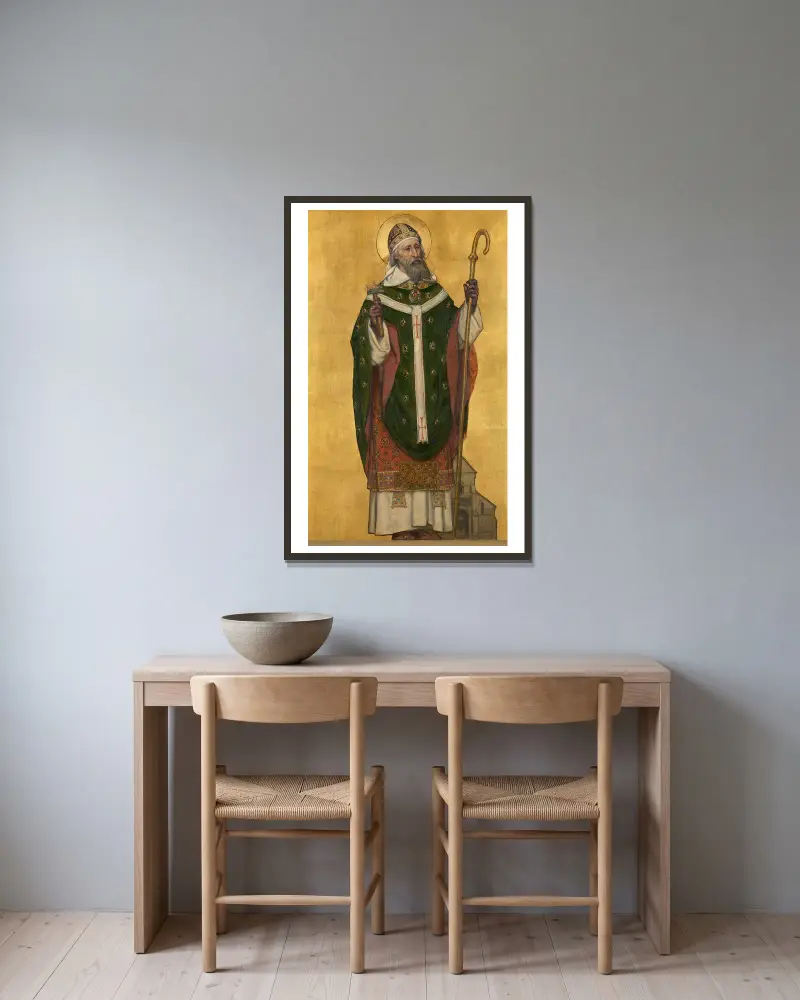 Sankt Eligius, biskop av Noyon av Albrecht De Vriendt inramad på en vägg