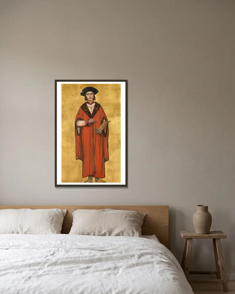 The Painter Jan van Eyck av Albrecht De Vriendt inramad på en vägg