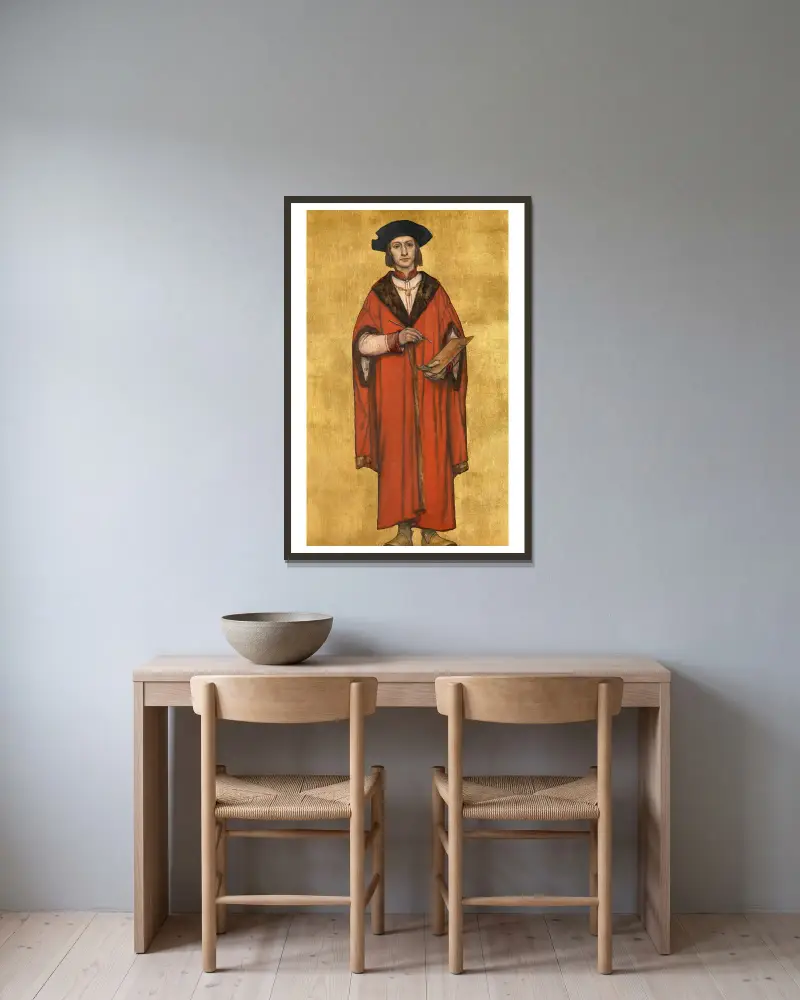 The Painter Jan van Eyck av Albrecht De Vriendt inramad på en vägg