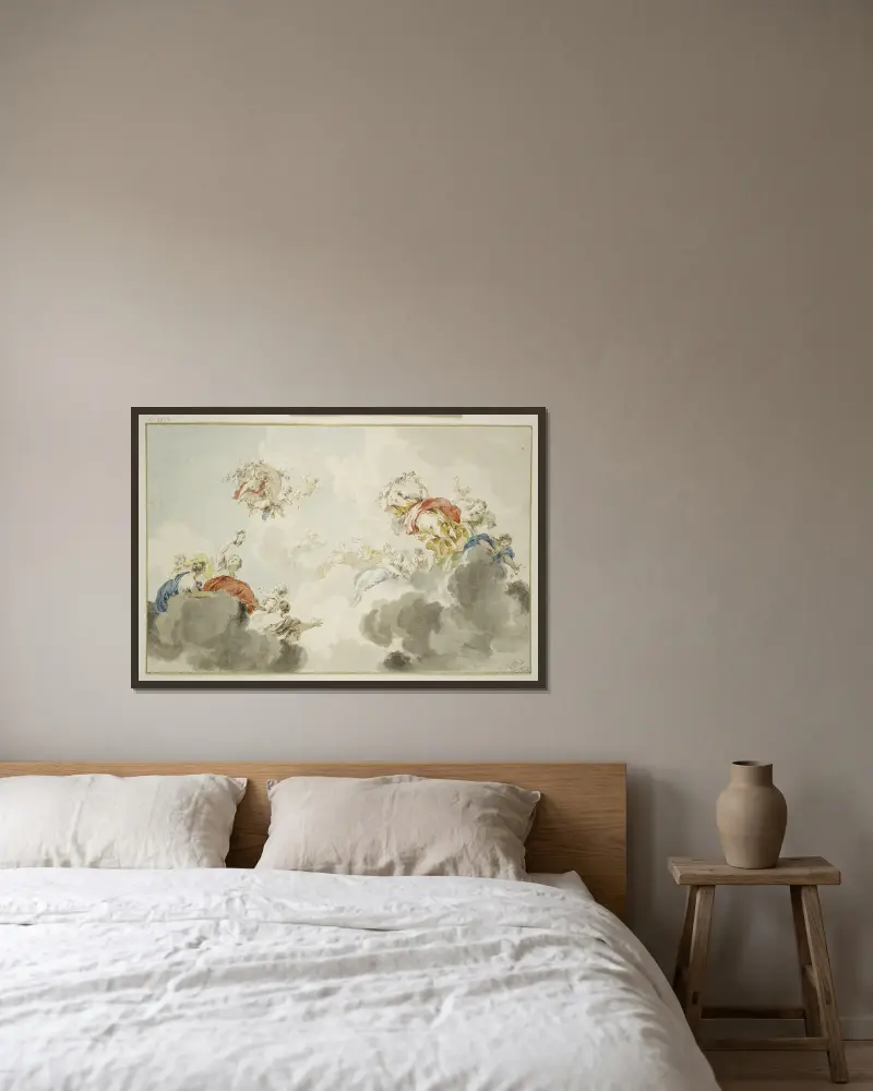 Flora and Zephyr av Jacob de Wit inramad på en vägg