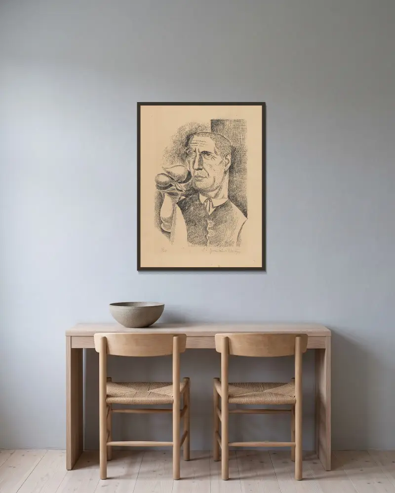 Bonde i söndagskläder av Gustave Van de Woestijne inramad på en vägg