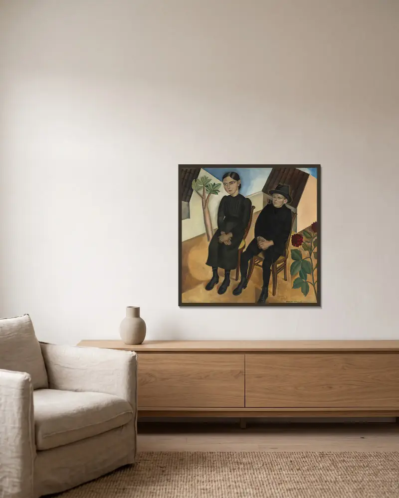 Gaston och hans syster av Gustave Van de Woestijne inramad på en vägg