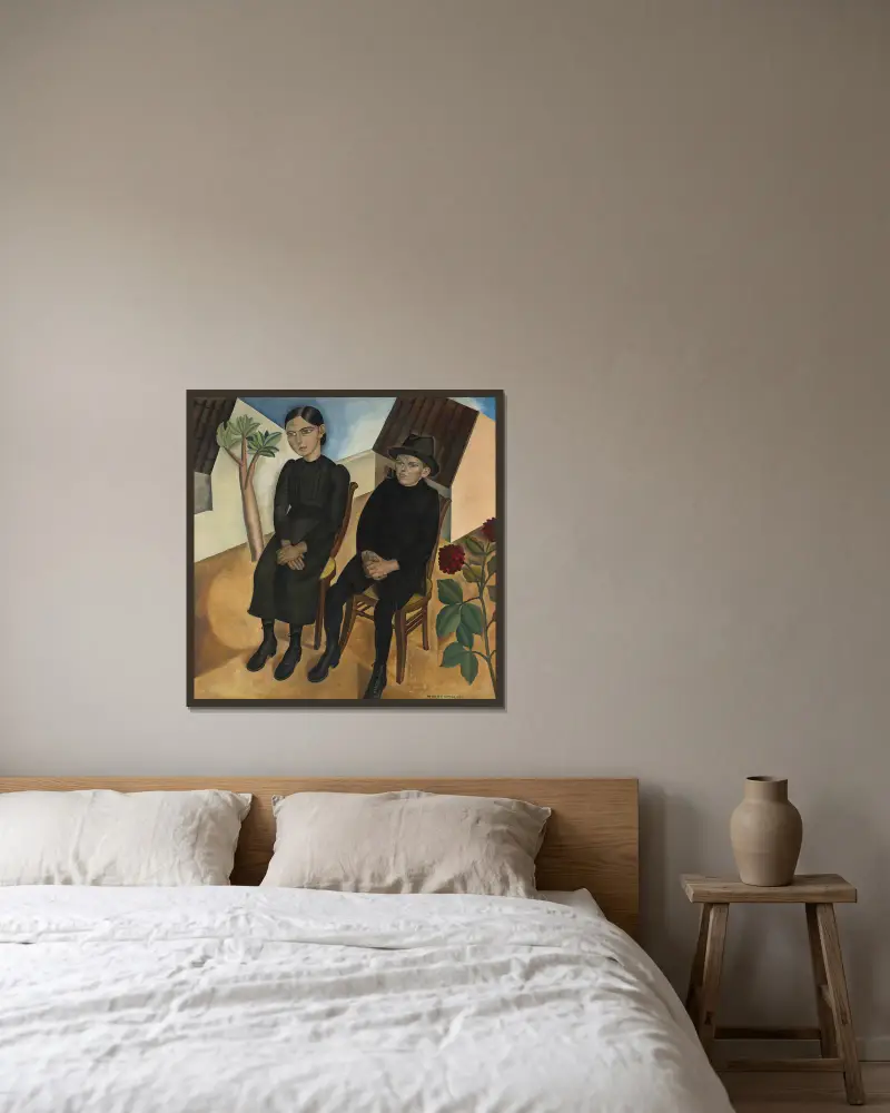 Gaston och hans syster av Gustave Van de Woestijne inramad på en vägg