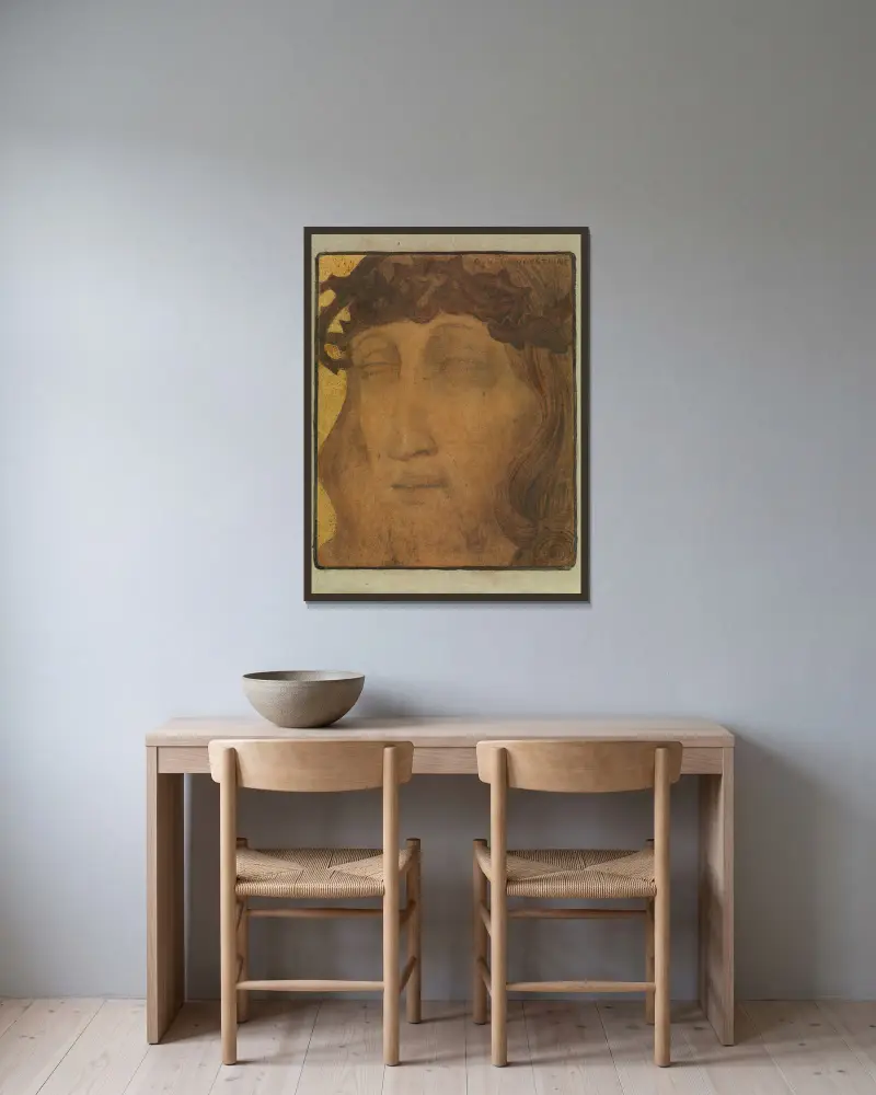 Głowa Chrystusa w koronie cierniowej, Gustave Van de Woestijne w ramie na ścianie