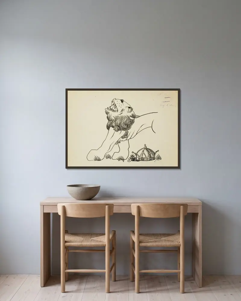 Hur resväskan öppnas och bedrägeriet avslöjas och kungens stora sorg av Gustave Van de Woestijne inramad på en vägg