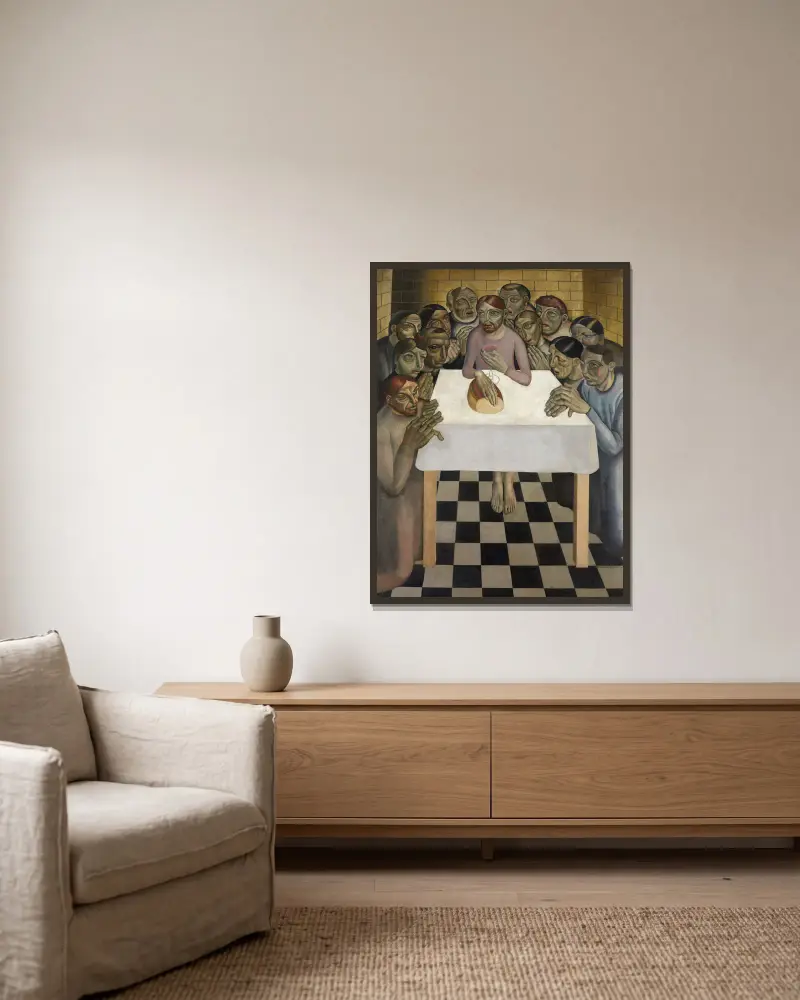 Last Supper av Gustave Van de Woestijne inramad på en vägg
