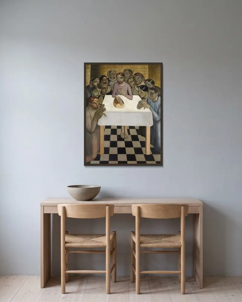 Last Supper av Gustave Van de Woestijne inramad på en vägg