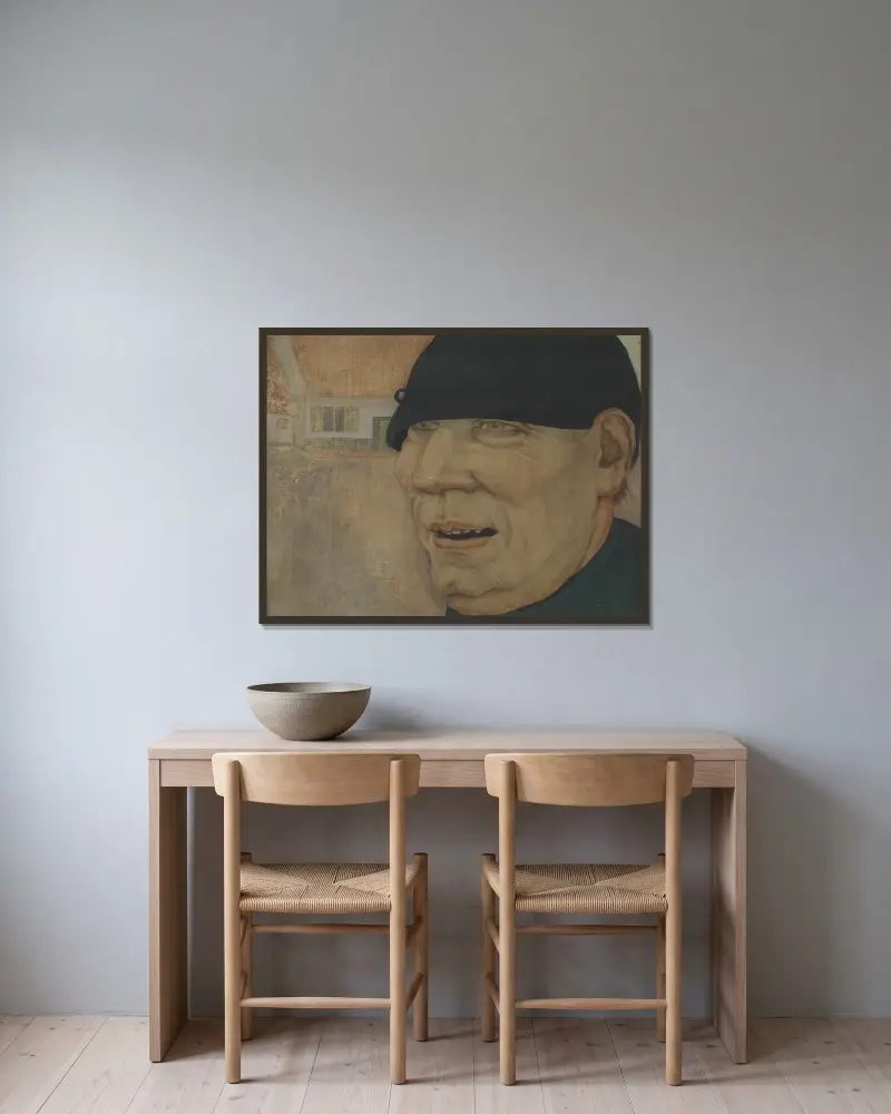 Bauer (Die Antwort) von Gustave Van de Woestijne gerahmt an einer Wand