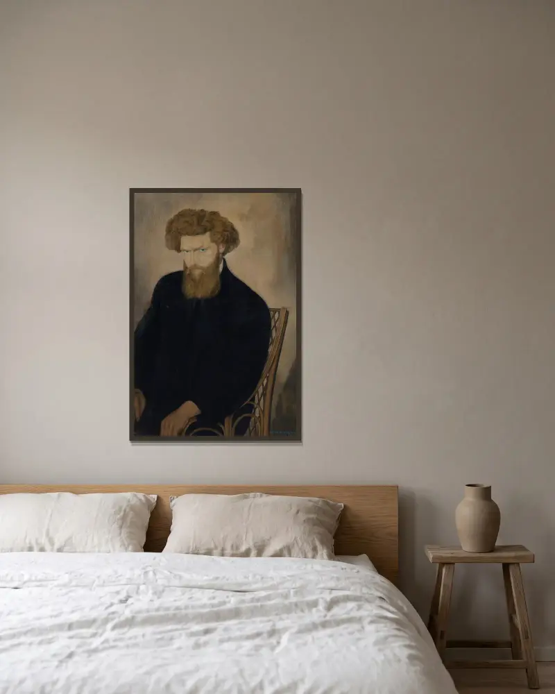 Porträtt av Fabrice Polderman av Gustave Van de Woestijne inramad på en vägg