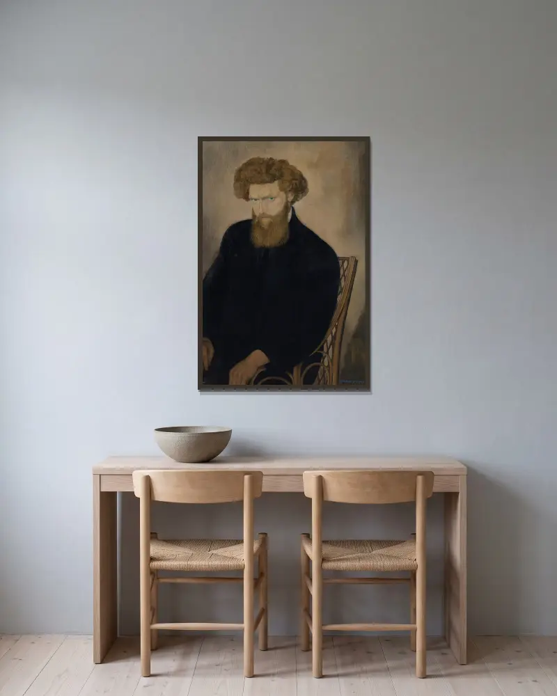 Porträtt av Fabrice Polderman av Gustave Van de Woestijne inramad på en vägg