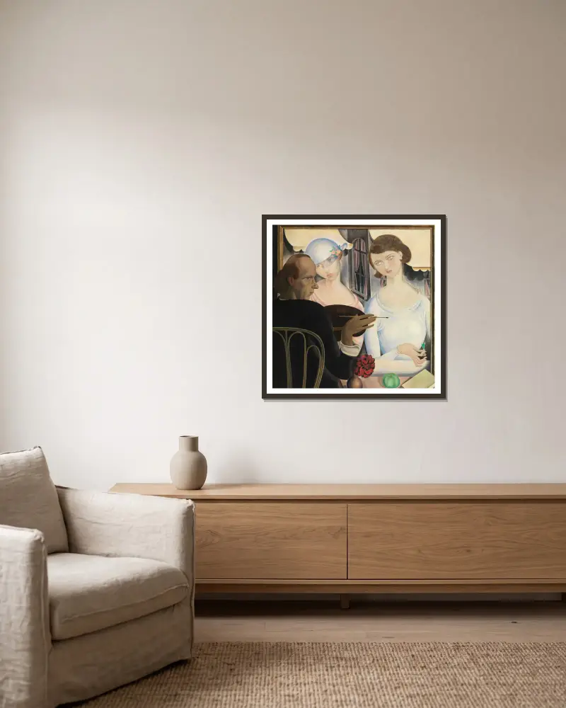 Die Likörtrinker von Gustave Van de Woestijne gerahmt an einer Wand