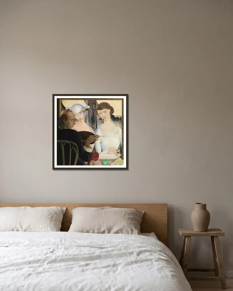 Die Likörtrinker von Gustave Van de Woestijne gerahmt an einer Wand