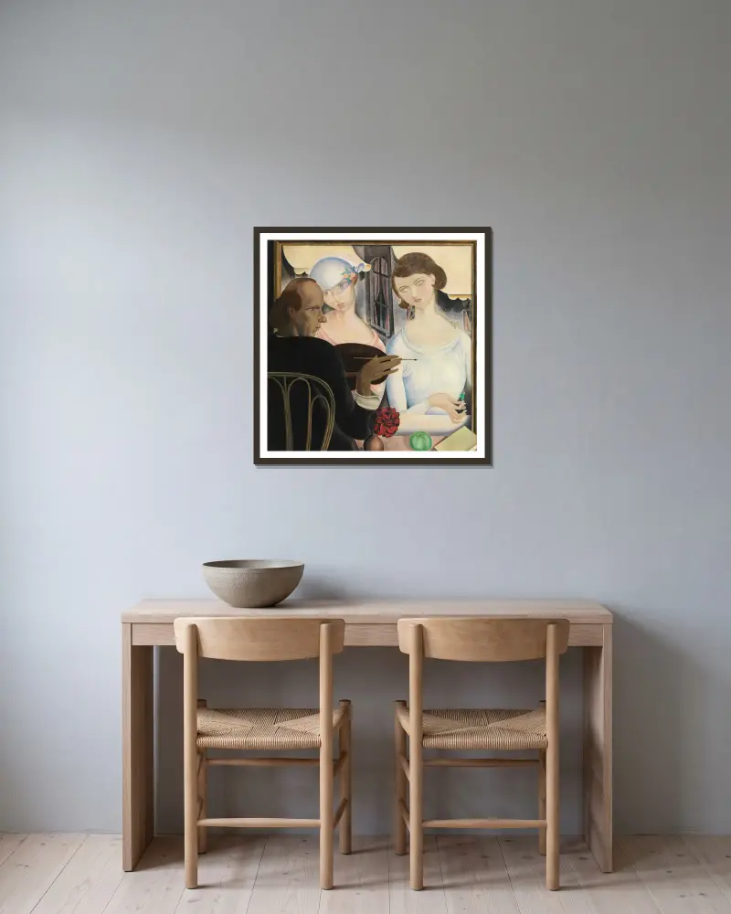 Die Likörtrinker von Gustave Van de Woestijne gerahmt an einer Wand