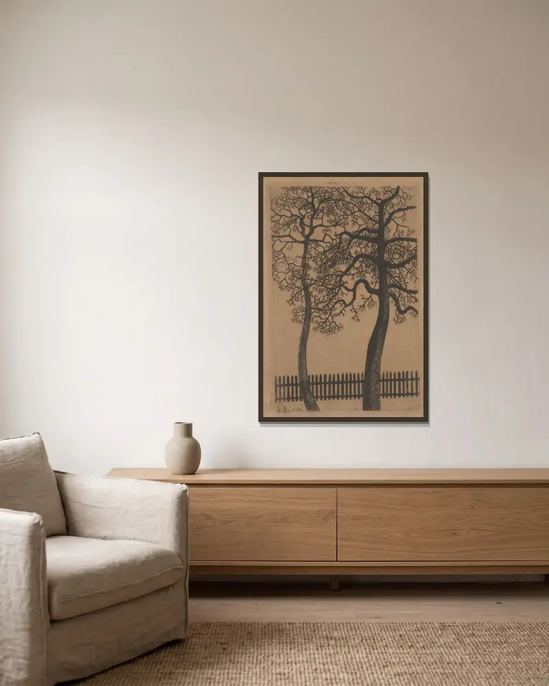 Zwei Bäume von Gustave Van de Woestijne gerahmt an einer Wand