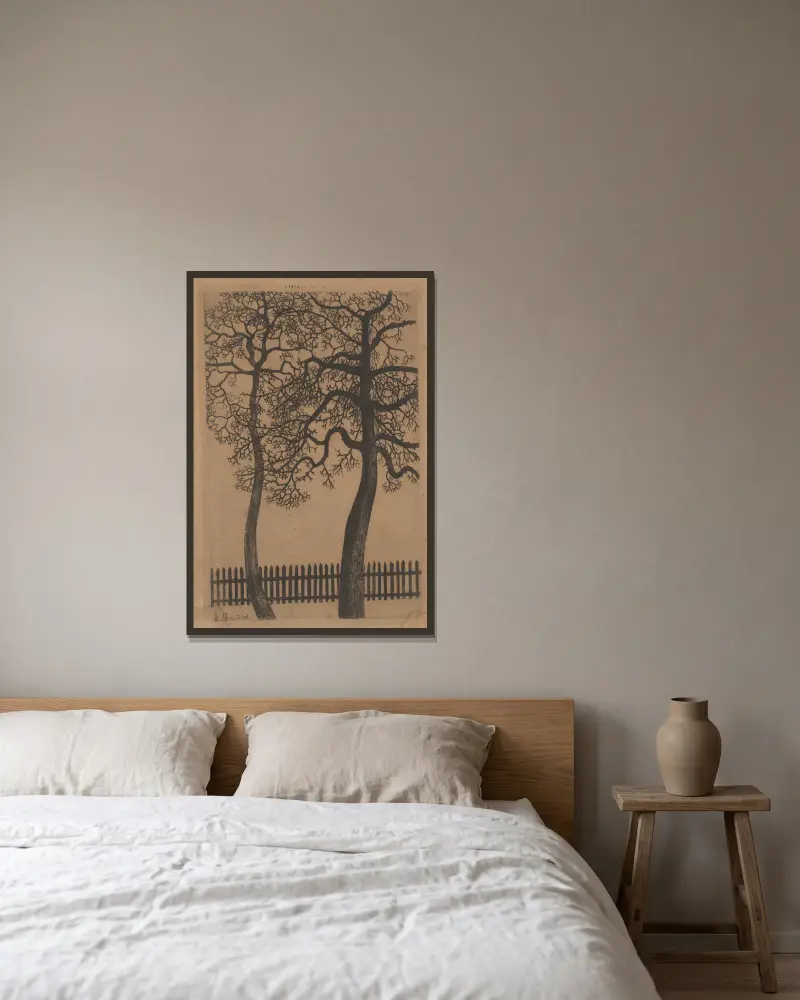 Zwei Bäume von Gustave Van de Woestijne gerahmt an einer Wand