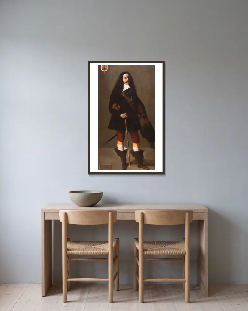 Don Juan Bazo de Moreda av Francisco de Zurbarán inramad på en vägg