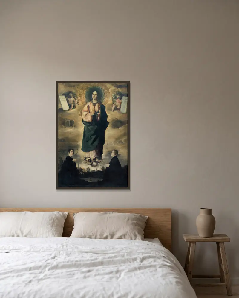 Immaculate Conception av Francisco de Zurbarán inramad på en vägg