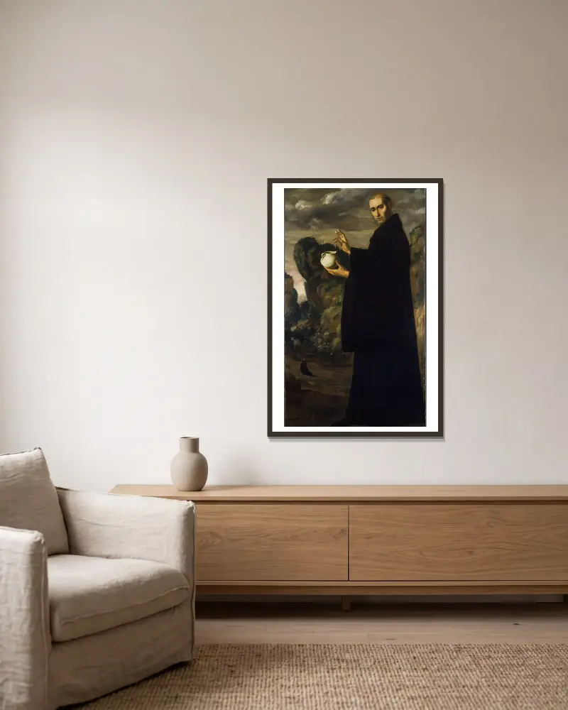 Saint Benedict av Francisco de Zurbarán inramad på en vägg