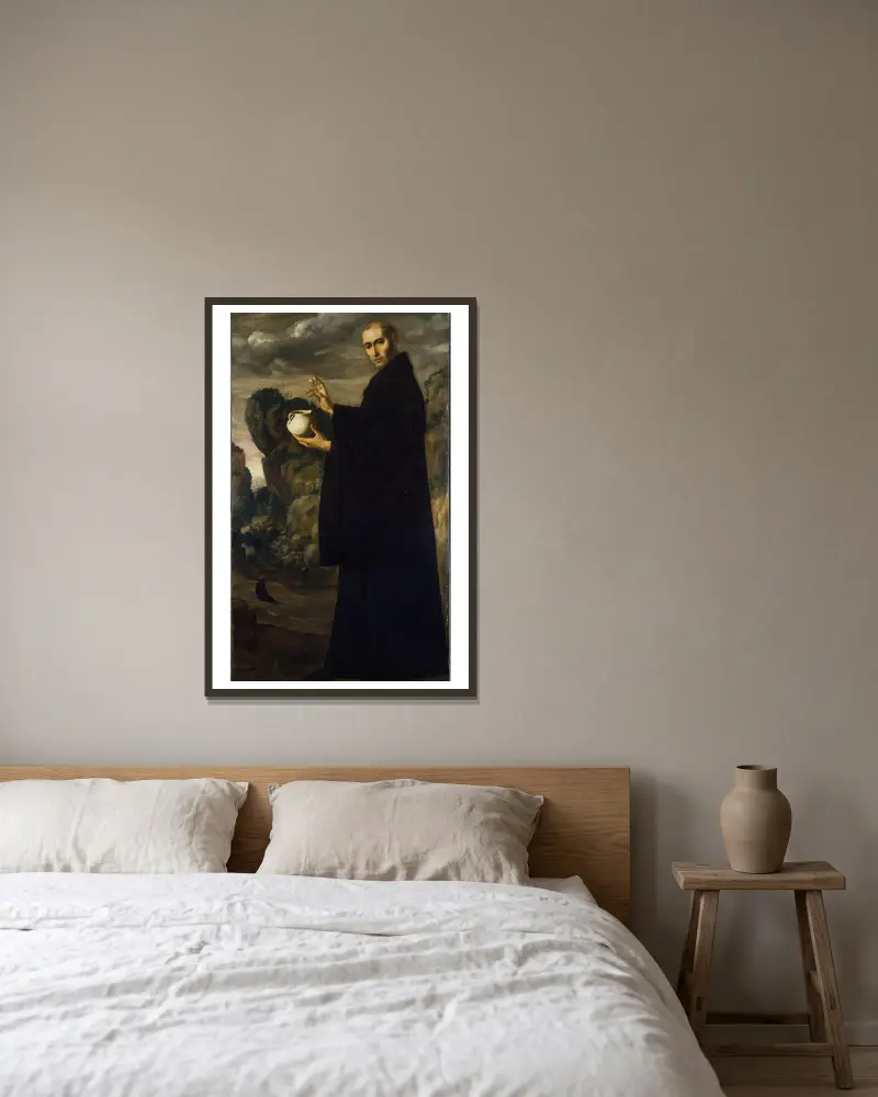 Saint Benedict av Francisco de Zurbarán inramad på en vägg