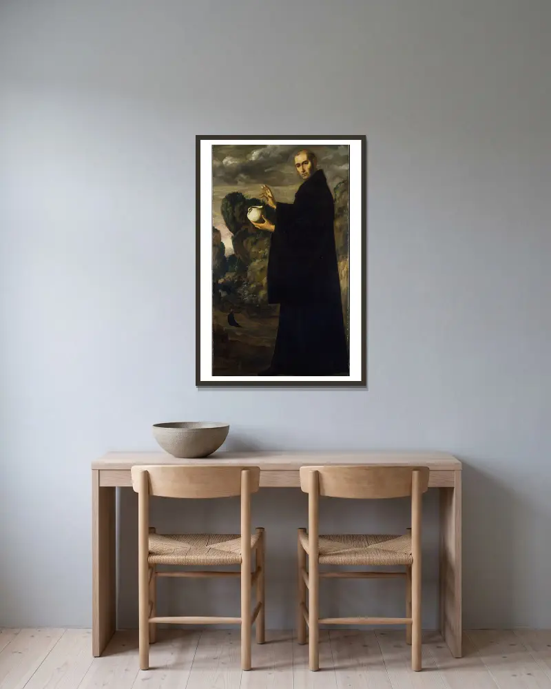 Saint Benedict av Francisco de Zurbarán inramad på en vägg