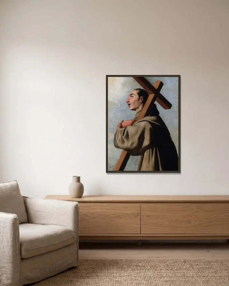 Saint Diego of Alcalá av Francisco de Zurbarán inramad på en vägg