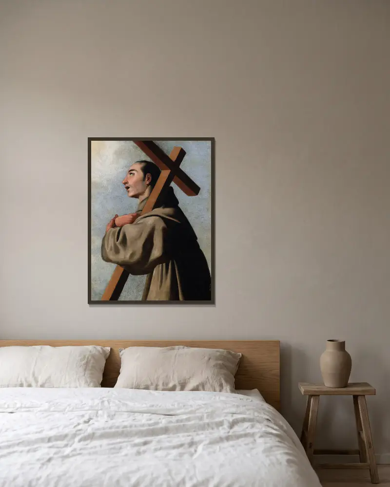 Saint Diego of Alcalá av Francisco de Zurbarán inramad på en vägg