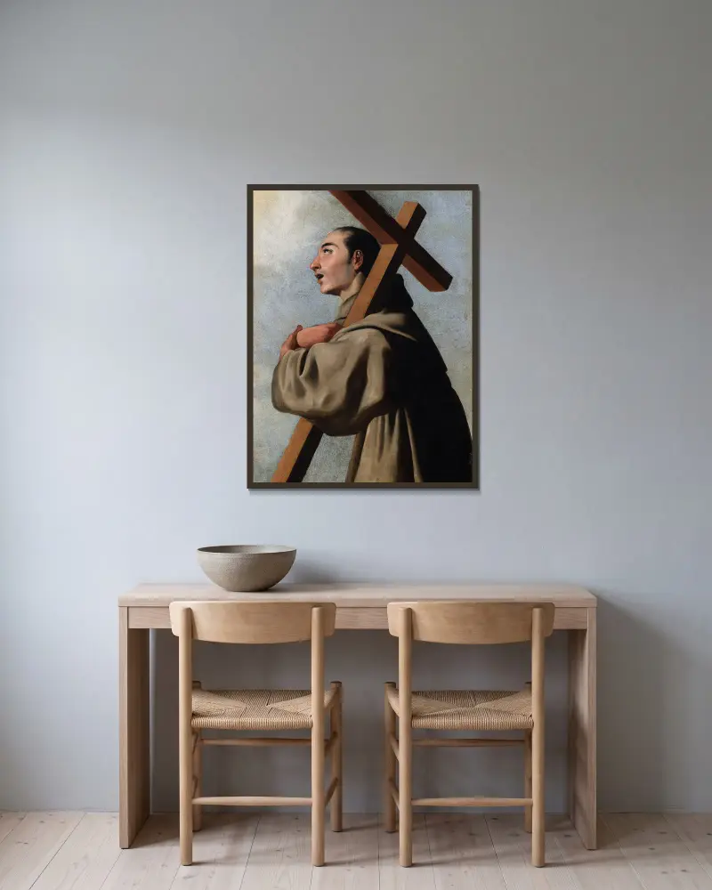 Saint Diego of Alcalá av Francisco de Zurbarán inramad på en vägg