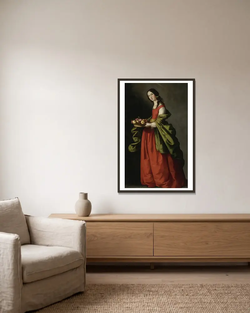 Święta Dorota, Francisco de Zurbarán w ramie na ścianie