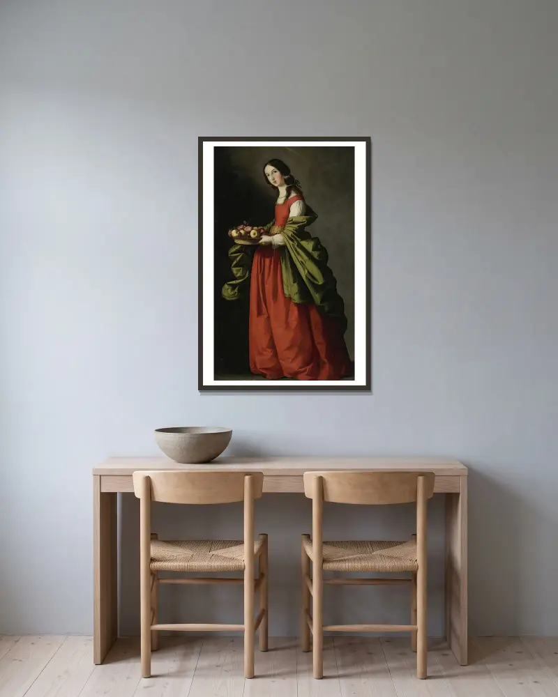 Święta Dorota, Francisco de Zurbarán w ramie na ścianie